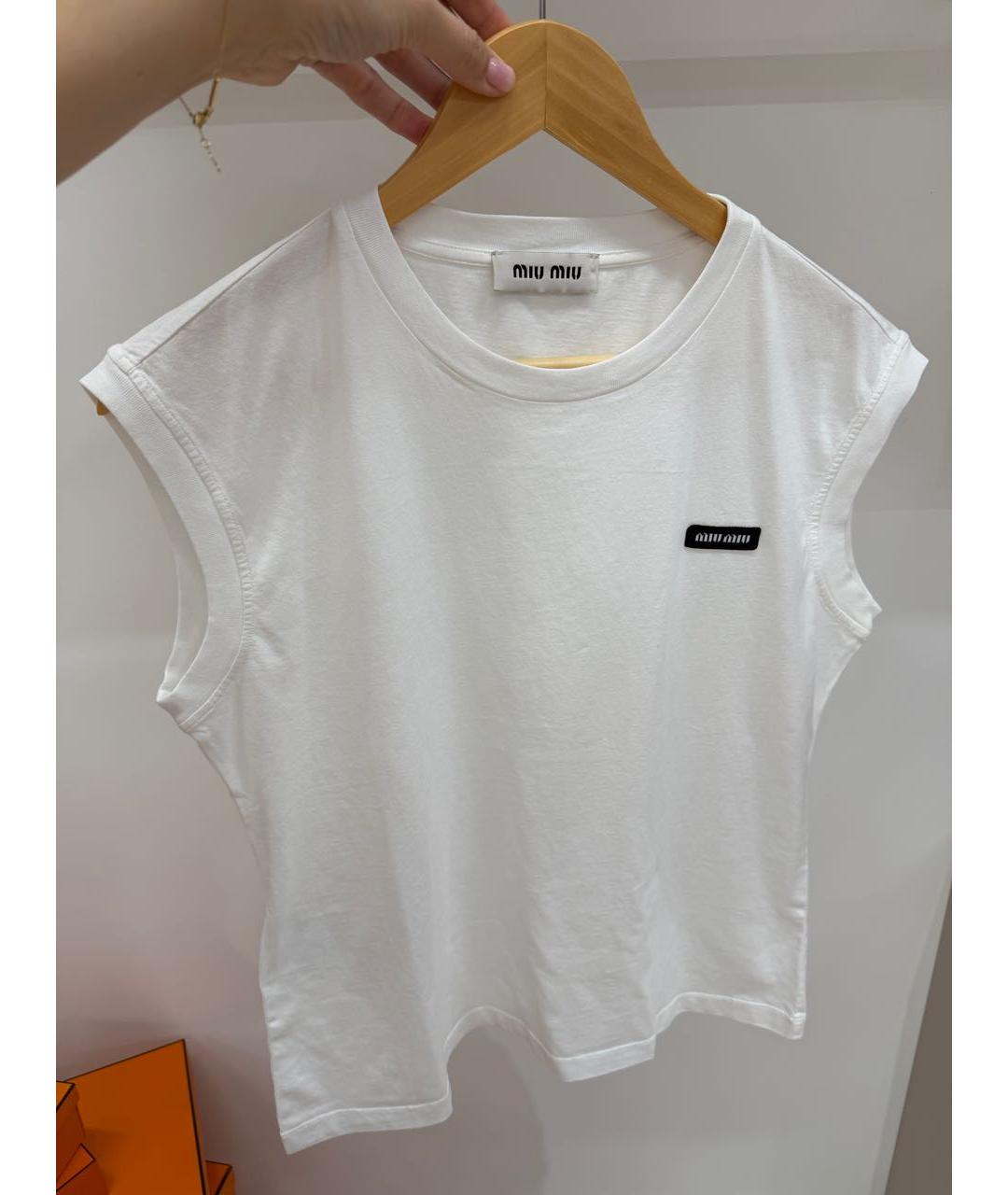 MIU MIU Белая хлопковая майка, фото 7
