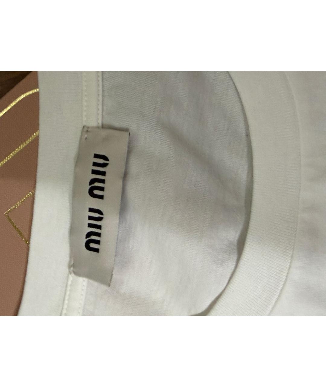 MIU MIU Белая хлопковая майка, фото 5