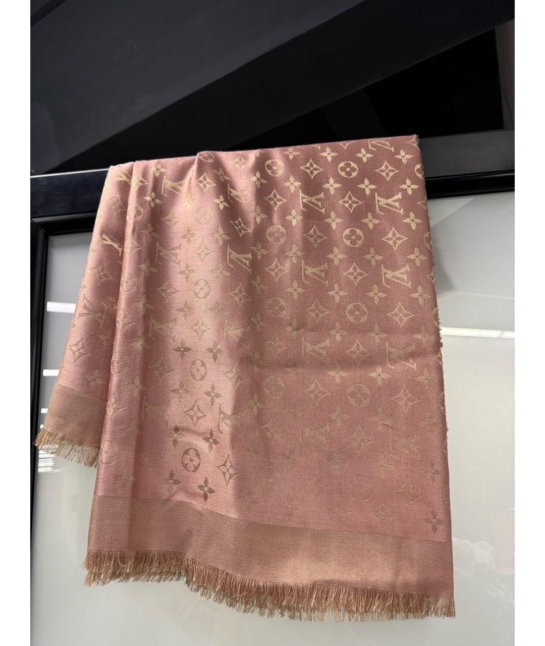 LOUIS VUITTON Розовый шелковый платок, фото 8