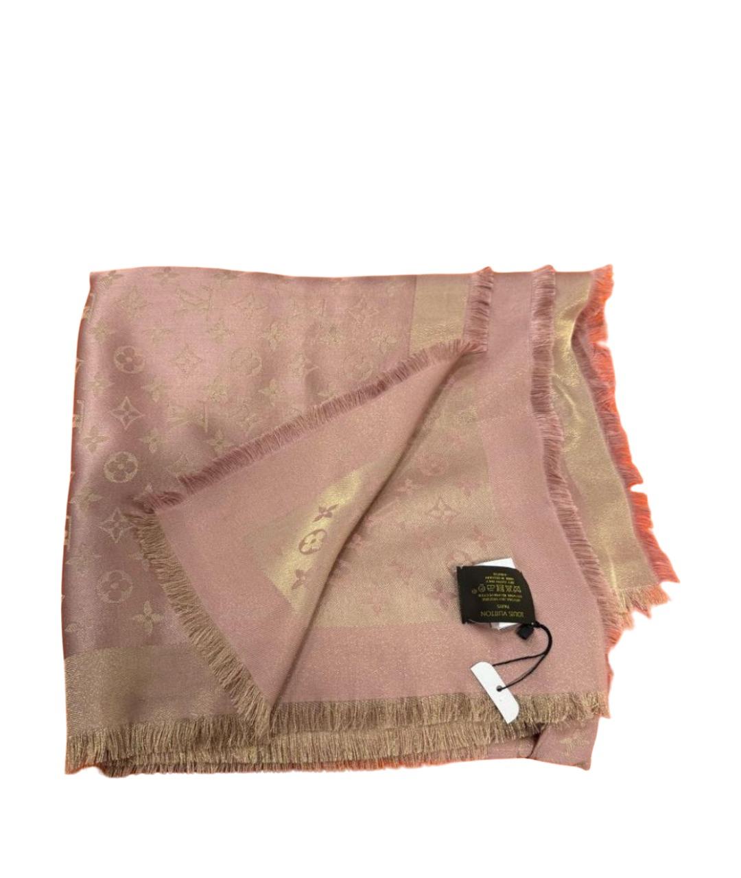 LOUIS VUITTON Розовый шелковый платок, фото 1