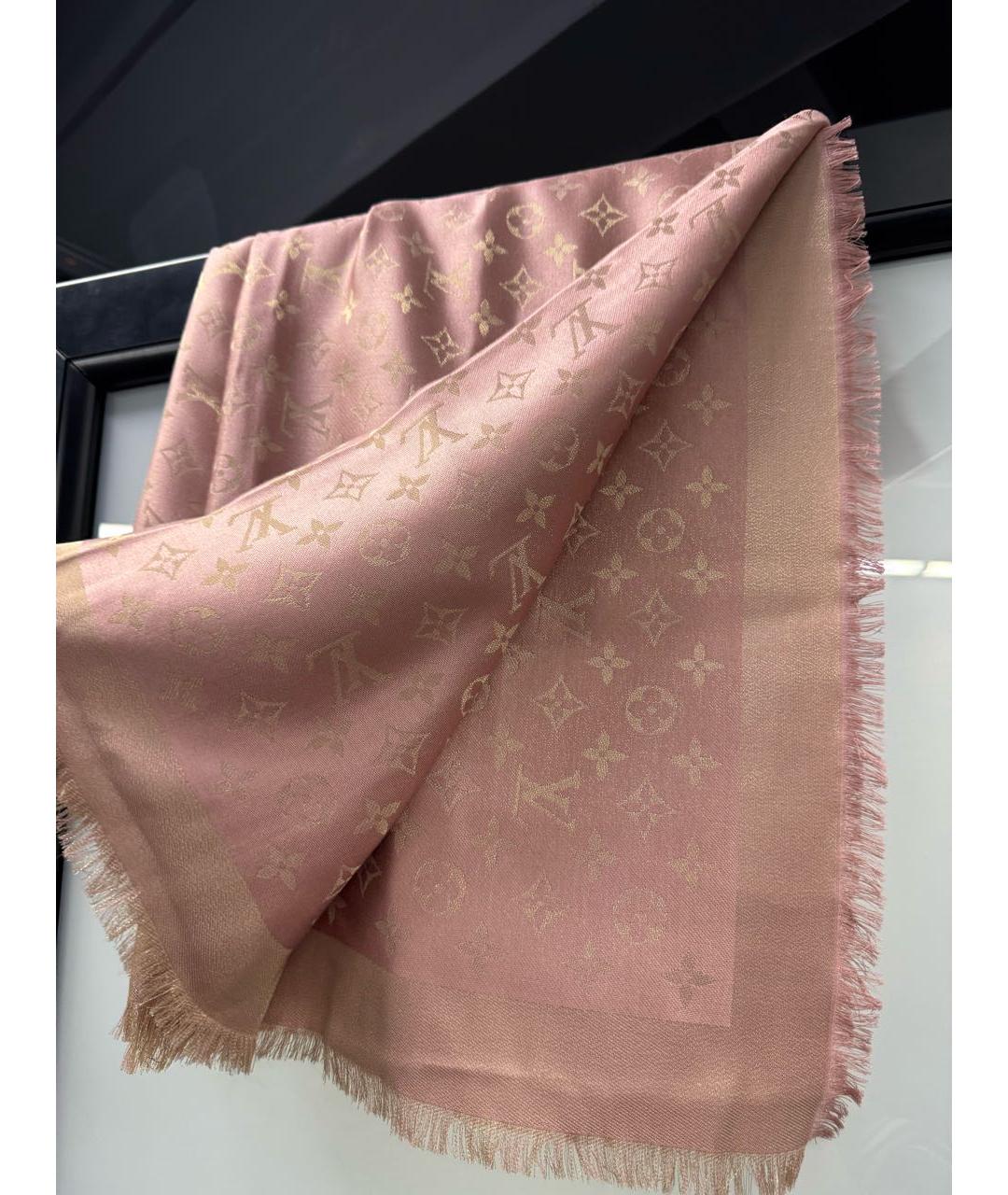LOUIS VUITTON Розовый шелковый платок, фото 7