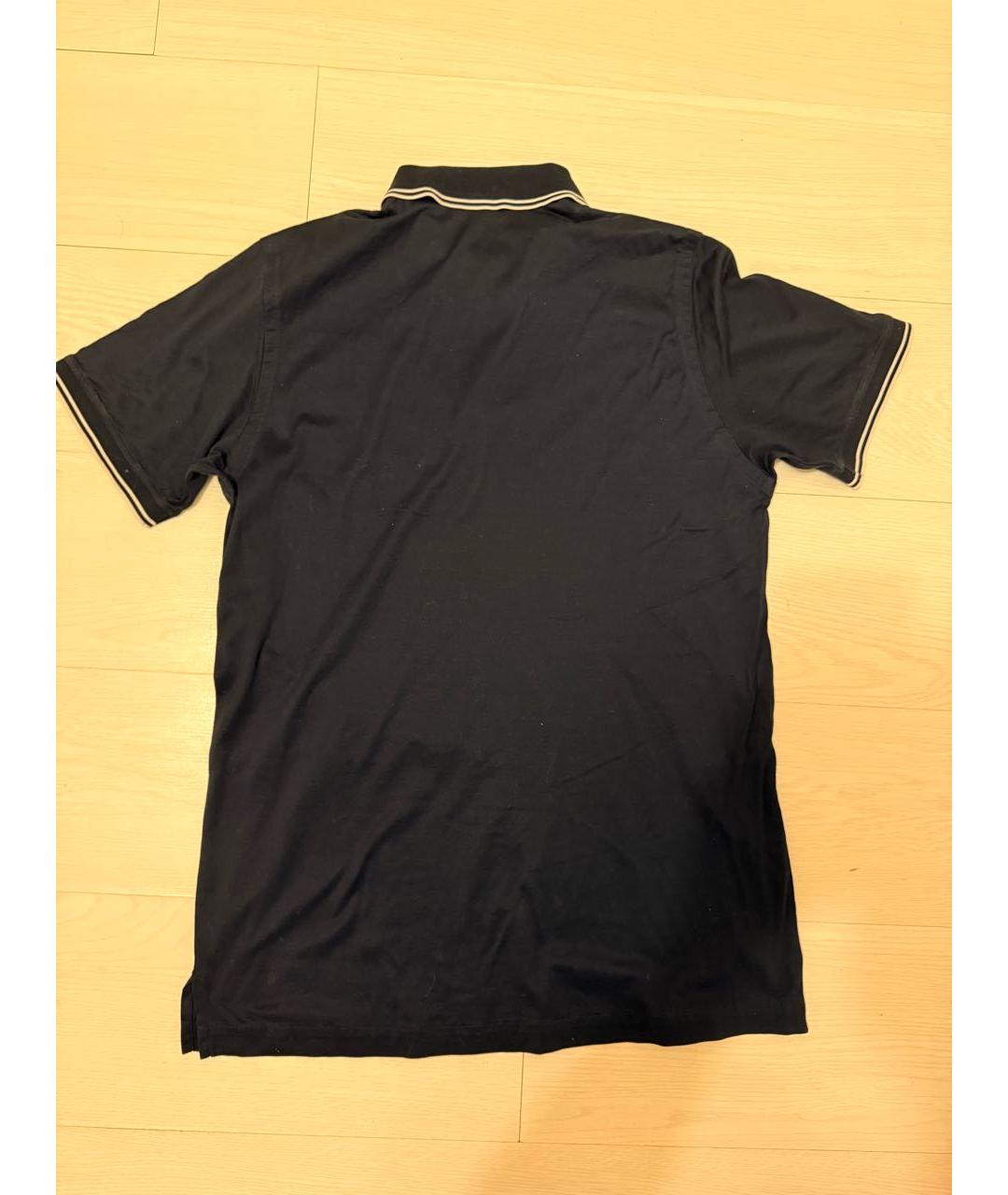 BRIONI Темно-синее хлопковое поло с коротким рукавом, фото 2