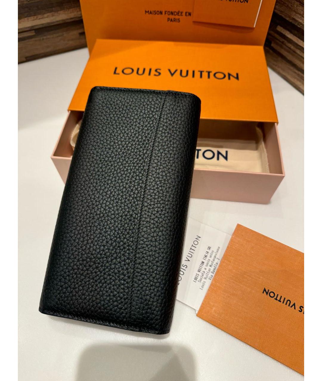 LOUIS VUITTON Черный кожаный кошелек, фото 3