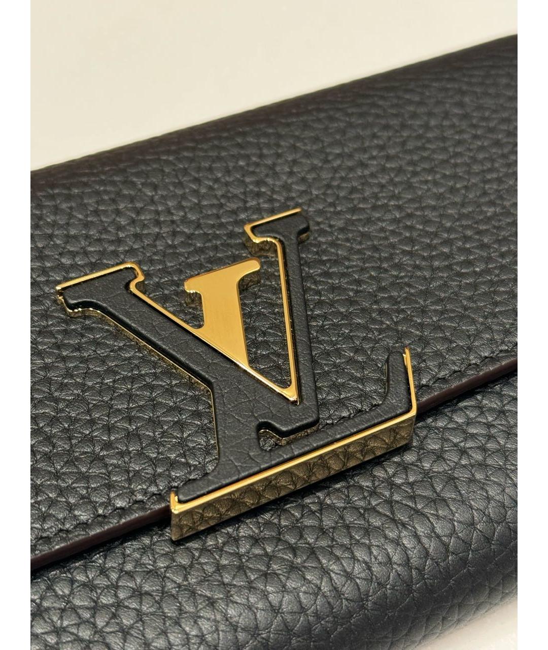 LOUIS VUITTON Черный кожаный кошелек, фото 6
