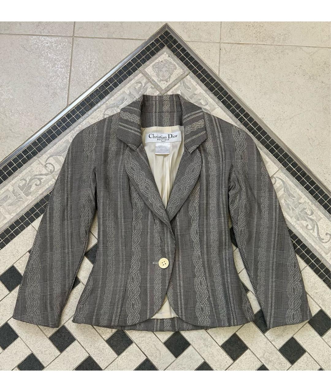 CHRISTIAN DIOR Серый шелковый жакет/пиджак, фото 8
