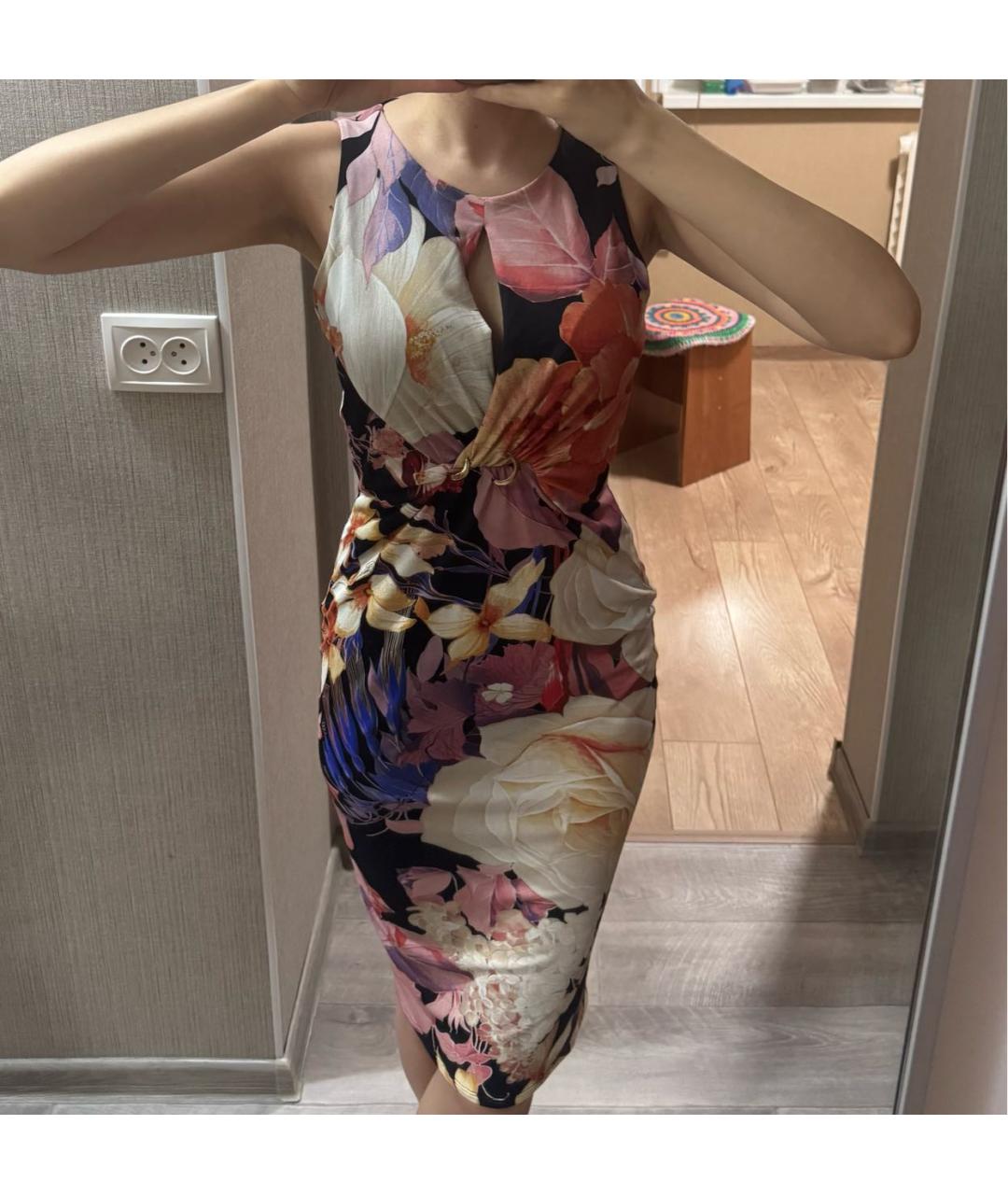 ROBERTO CAVALLI Мульти синтетическое коктейльное платье, фото 4