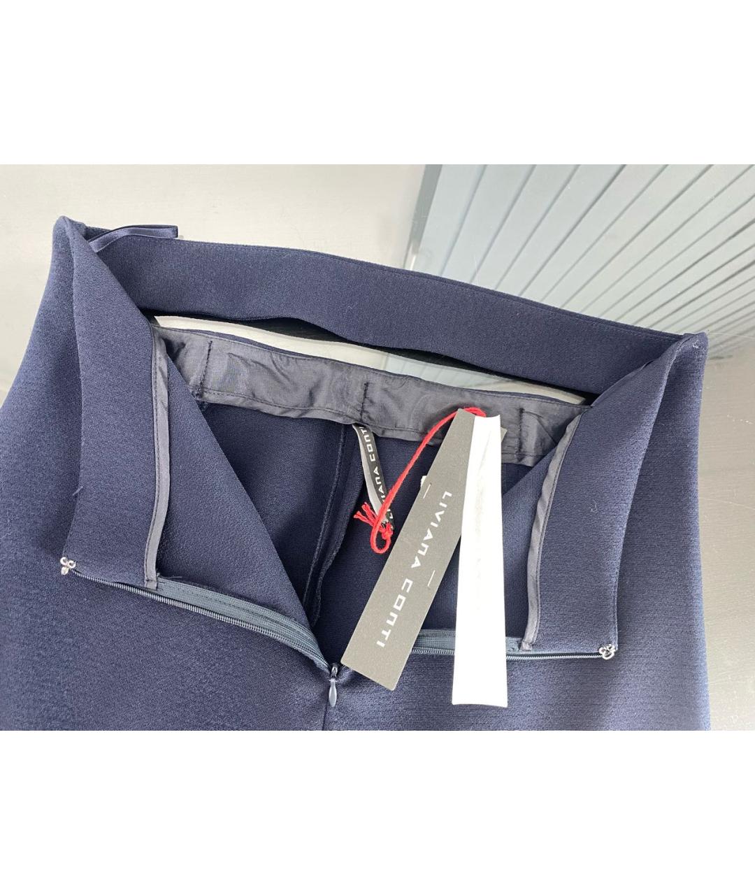 LIVIANA CONTI Темно-синие полиэстеровые брюки узкие, фото 3