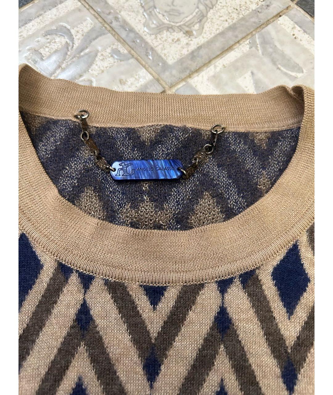 ANGELO GALASSO Коричневый кашемировый джемпер / свитер, фото 3