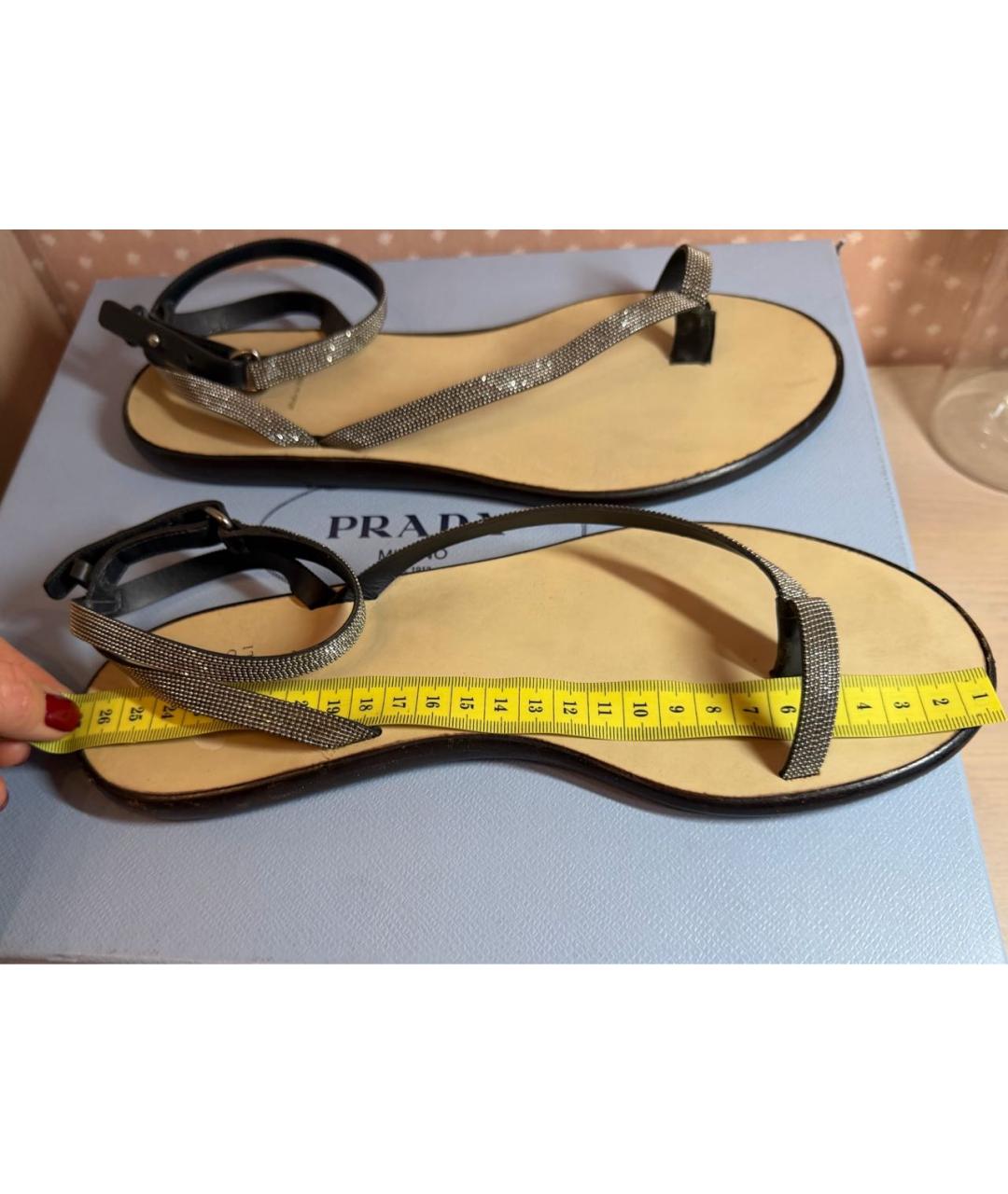 BRUNELLO CUCINELLI Серебряные кожаные сандалии, фото 3