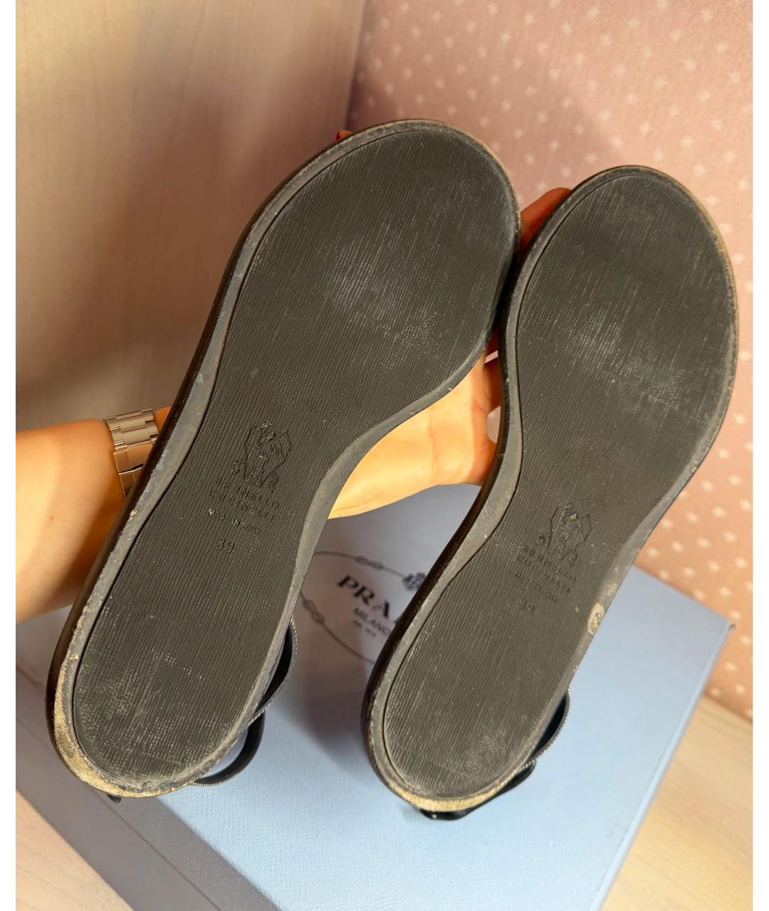 BRUNELLO CUCINELLI Серебряные кожаные сандалии, фото 4