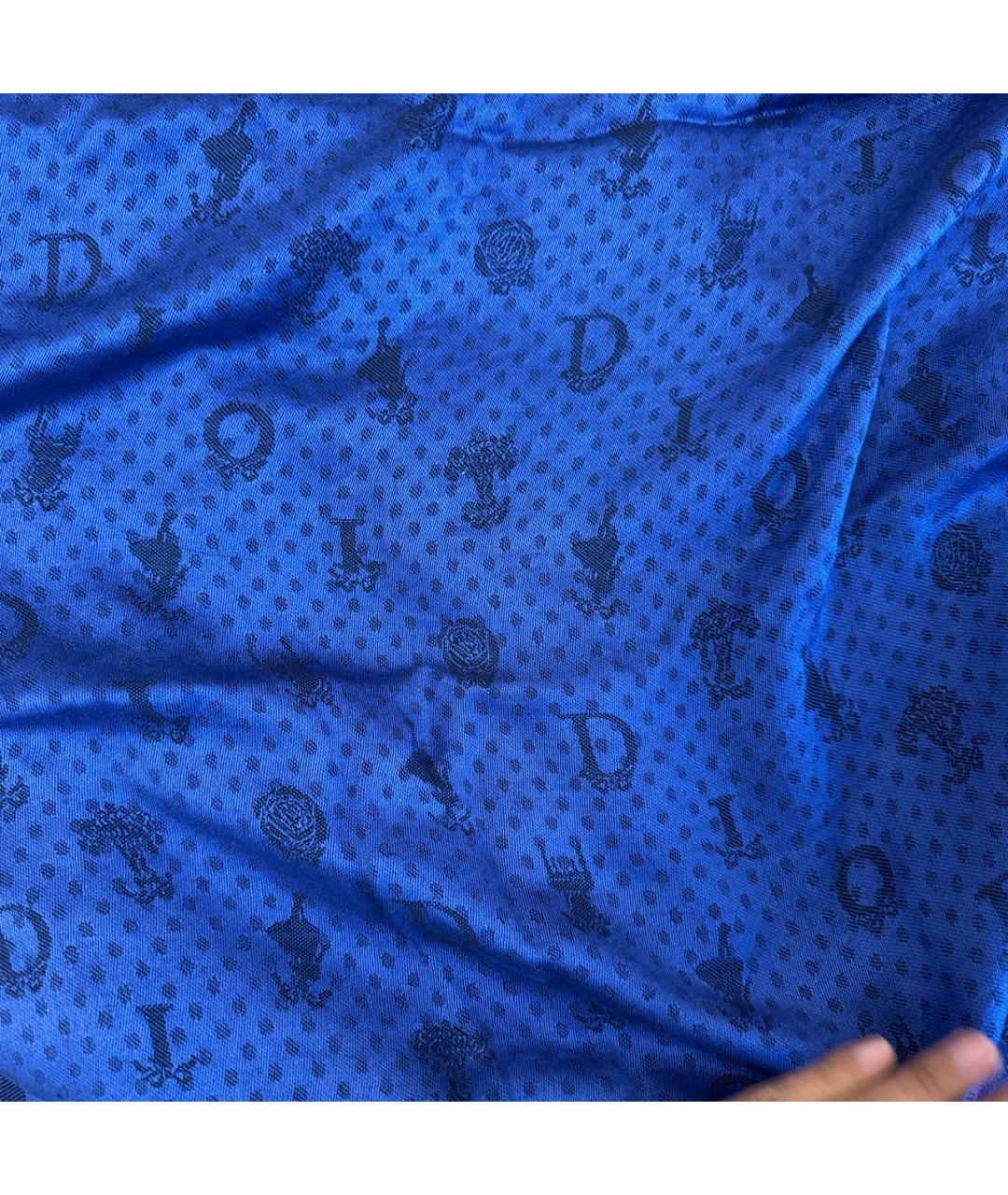 CHRISTIAN DIOR Синий шерстяной платок, фото 3