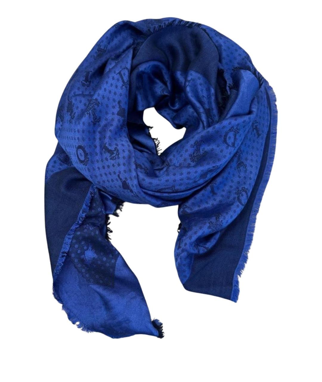 CHRISTIAN DIOR Синий шерстяной платок, фото 1