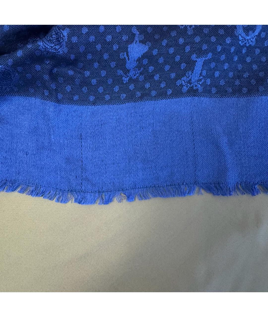 CHRISTIAN DIOR Синий шерстяной платок, фото 4