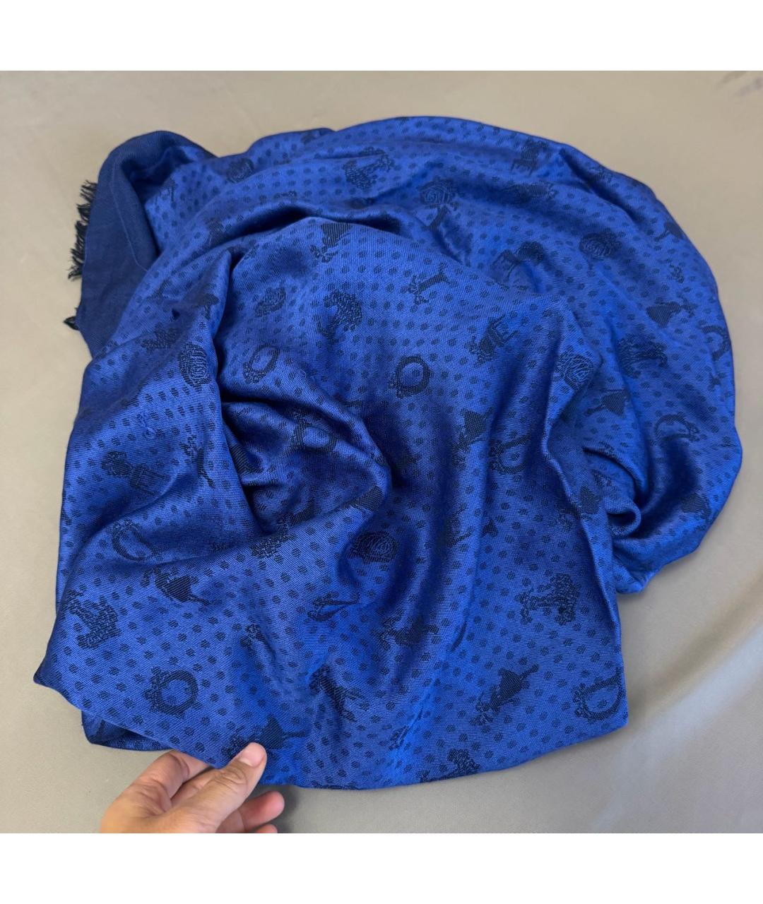 CHRISTIAN DIOR Синий шерстяной платок, фото 2