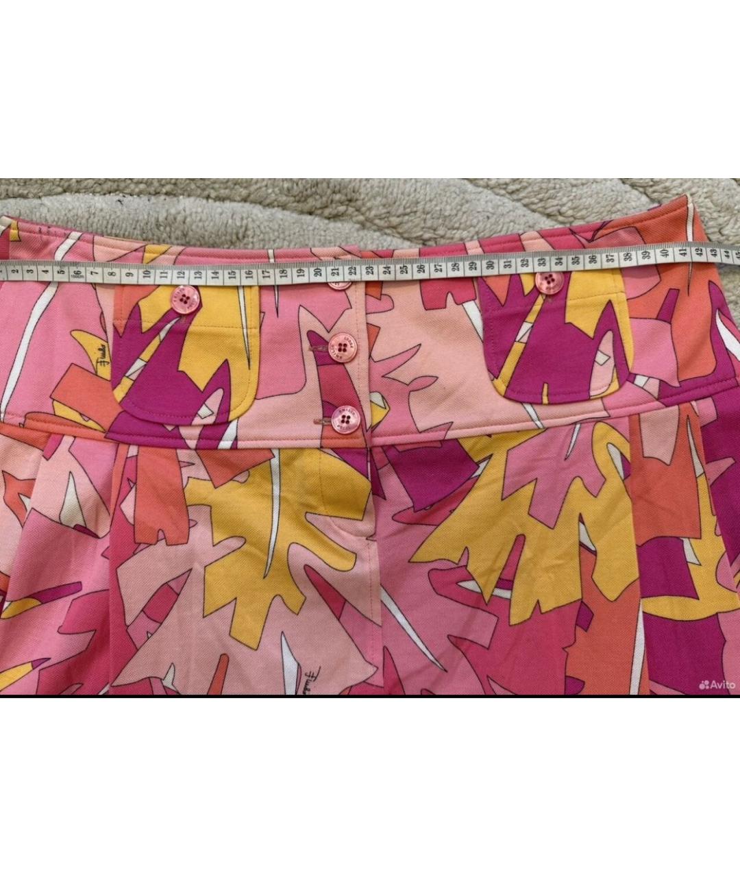 EMILIO PUCCI Розовая хлопковая юбка мини, фото 6
