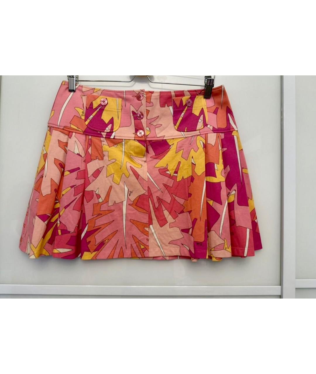 EMILIO PUCCI Розовая хлопковая юбка мини, фото 9