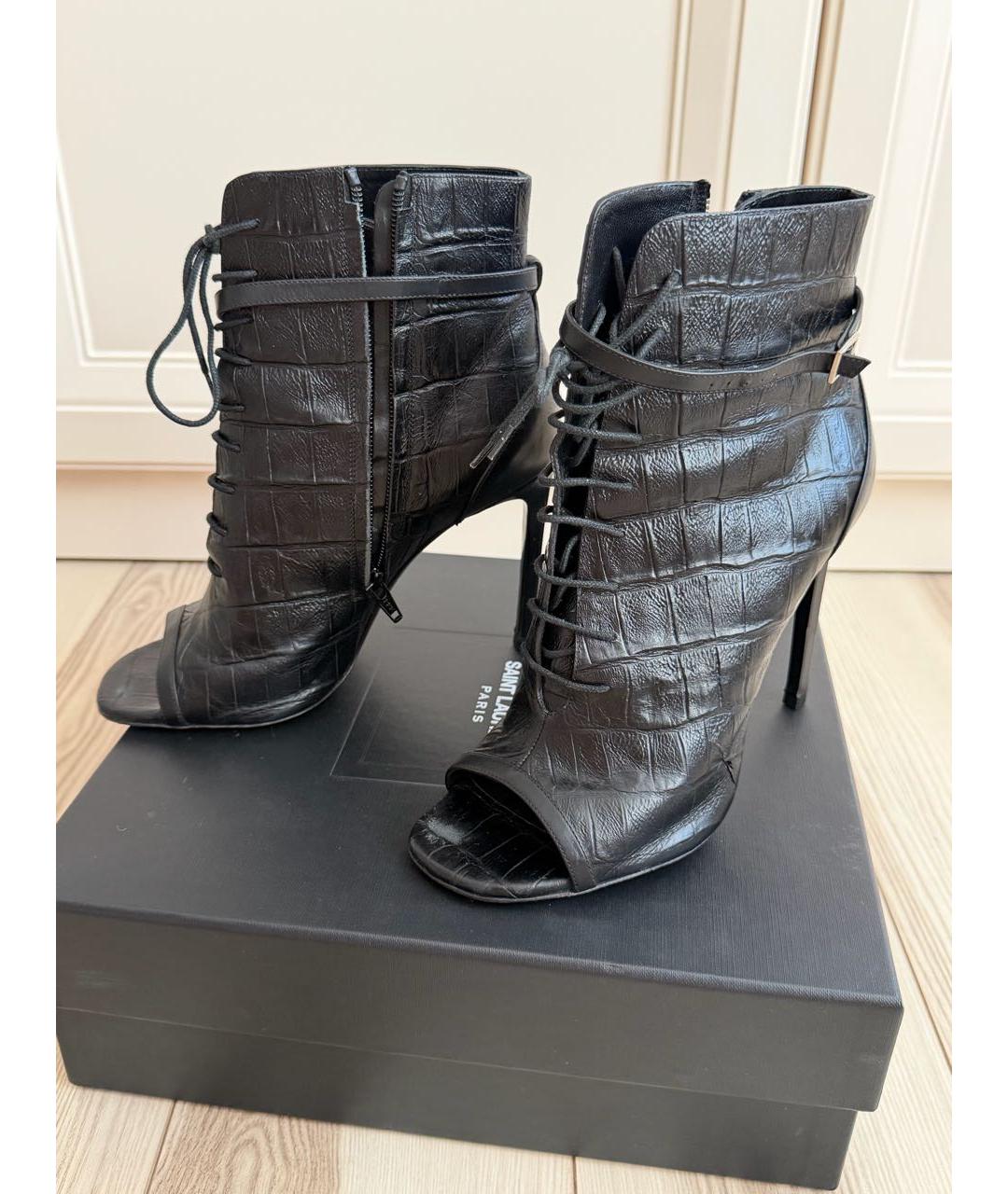 SAINT LAURENT Черные ботильоны из экзотической кожи, фото 8