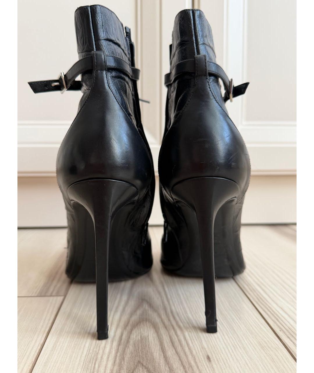 SAINT LAURENT Черные ботильоны из экзотической кожи, фото 4