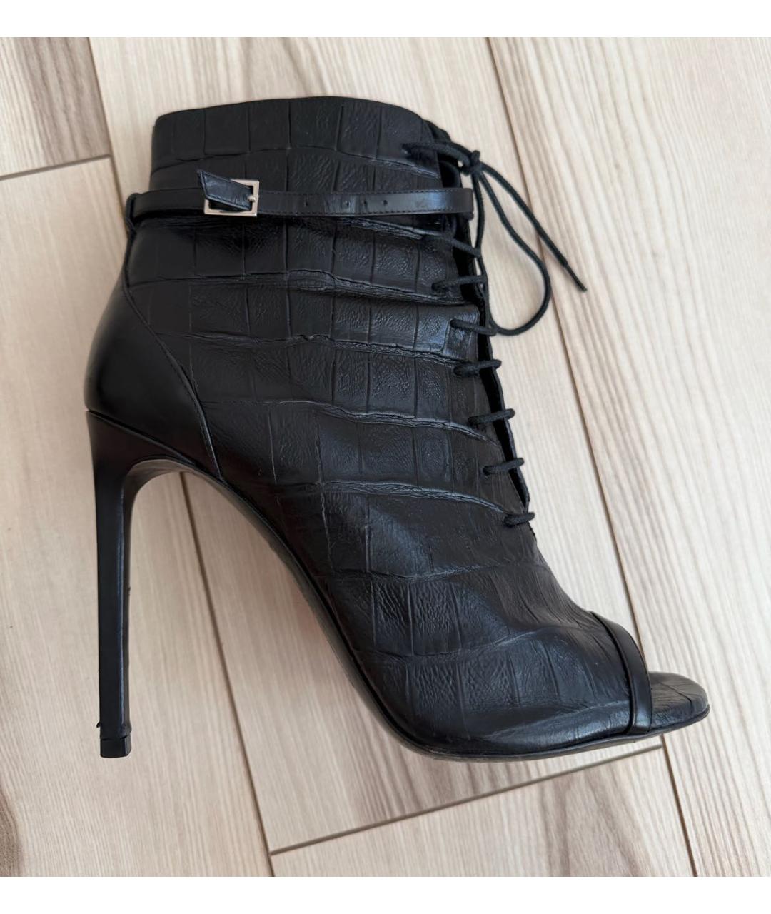 SAINT LAURENT Черные ботильоны из экзотической кожи, фото 9