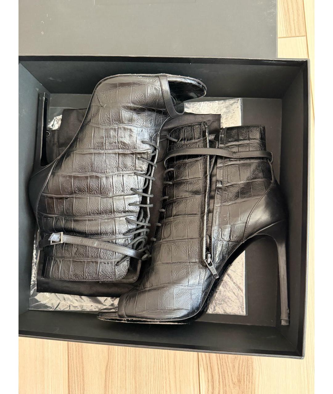 SAINT LAURENT Черные ботильоны из экзотической кожи, фото 5