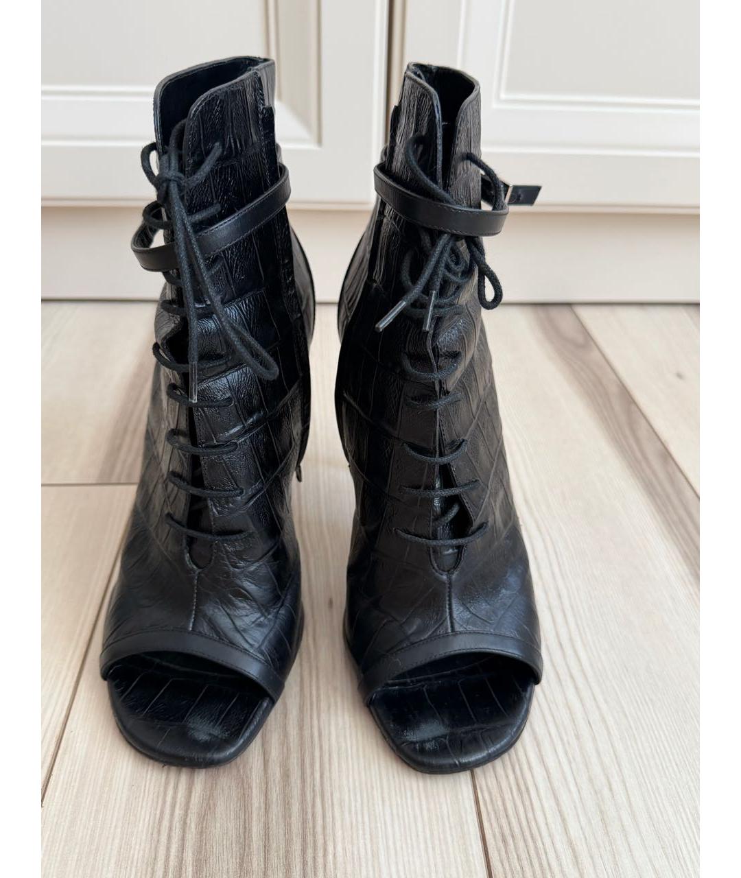 SAINT LAURENT Черные ботильоны из экзотической кожи, фото 2