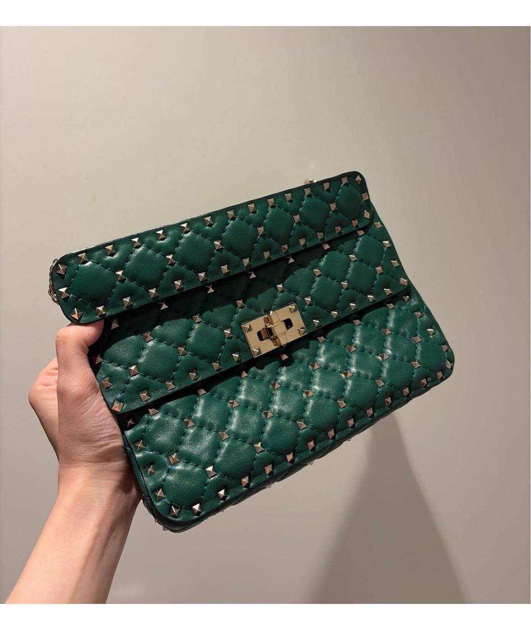 VALENTINO Зеленая кожаная сумка через плечо, фото 2