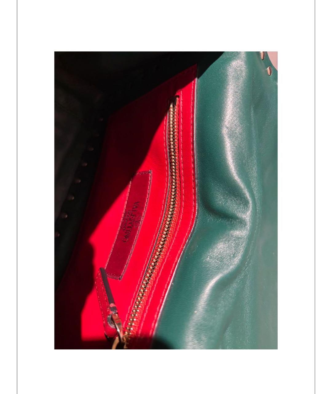VALENTINO Зеленая кожаная сумка через плечо, фото 3