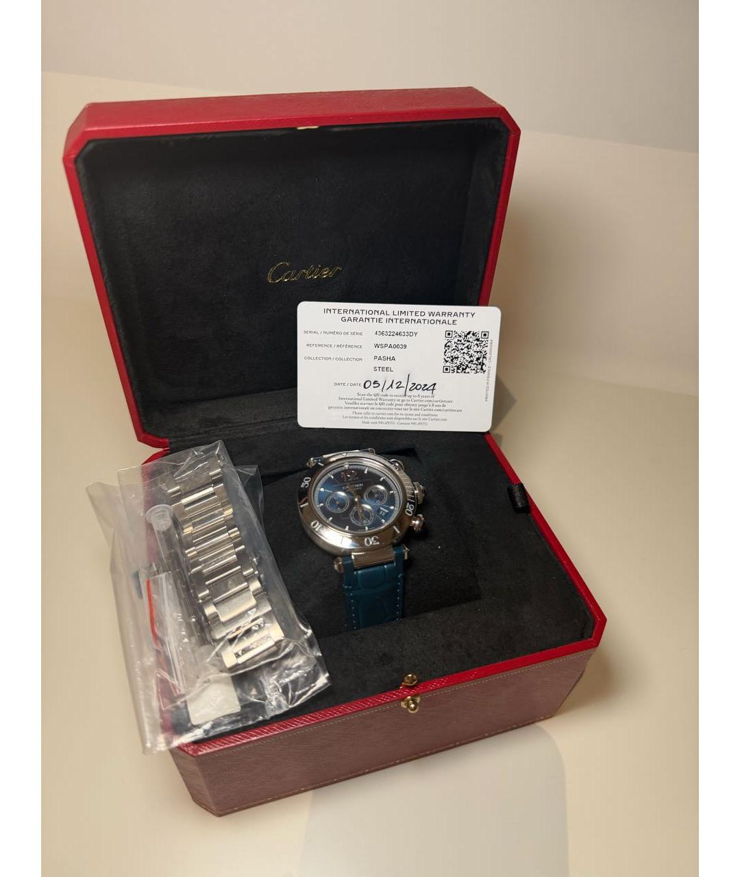 CARTIER Синие металлические часы, фото 4