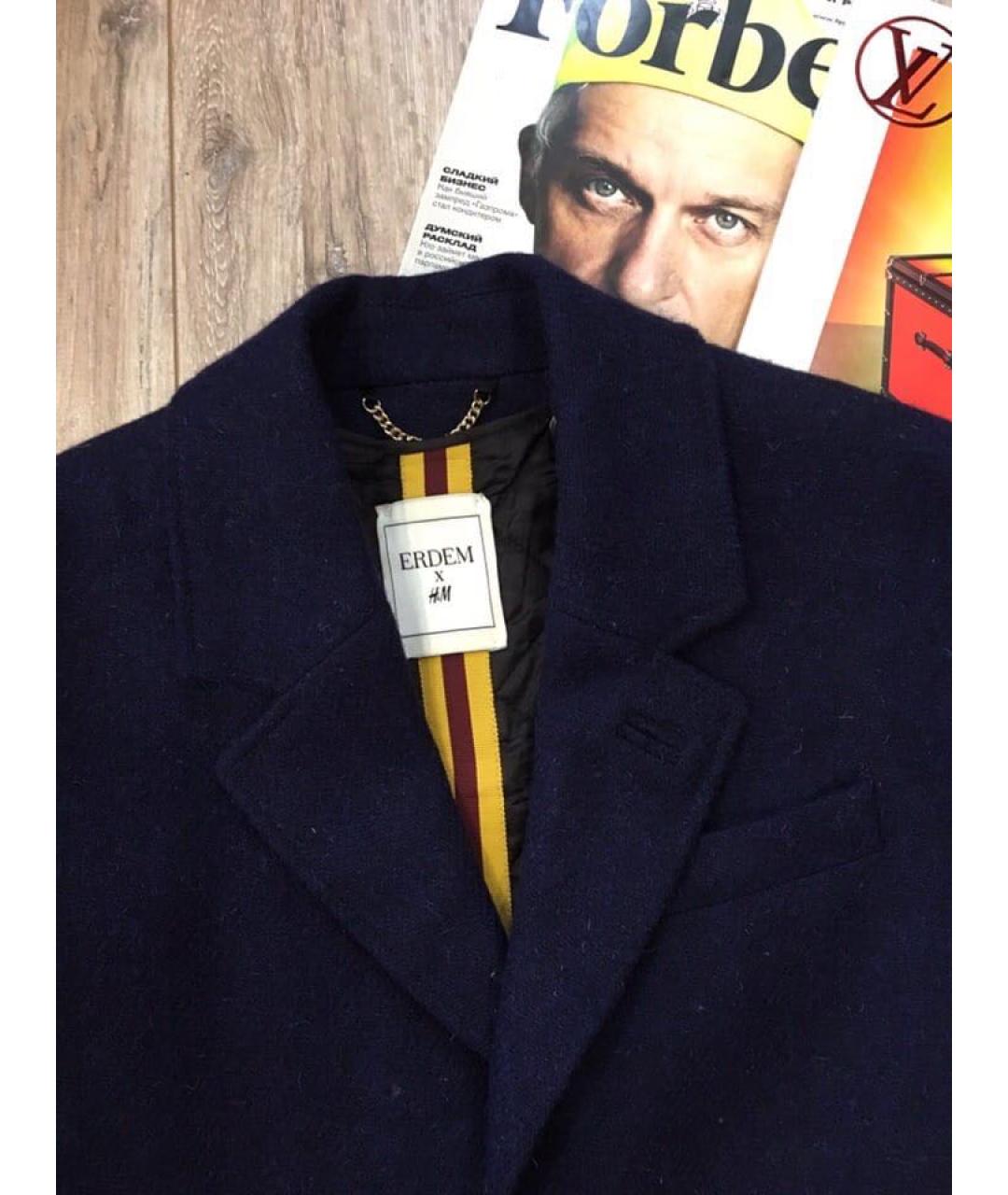 ERDEM Синее шерстяное пальто, фото 3