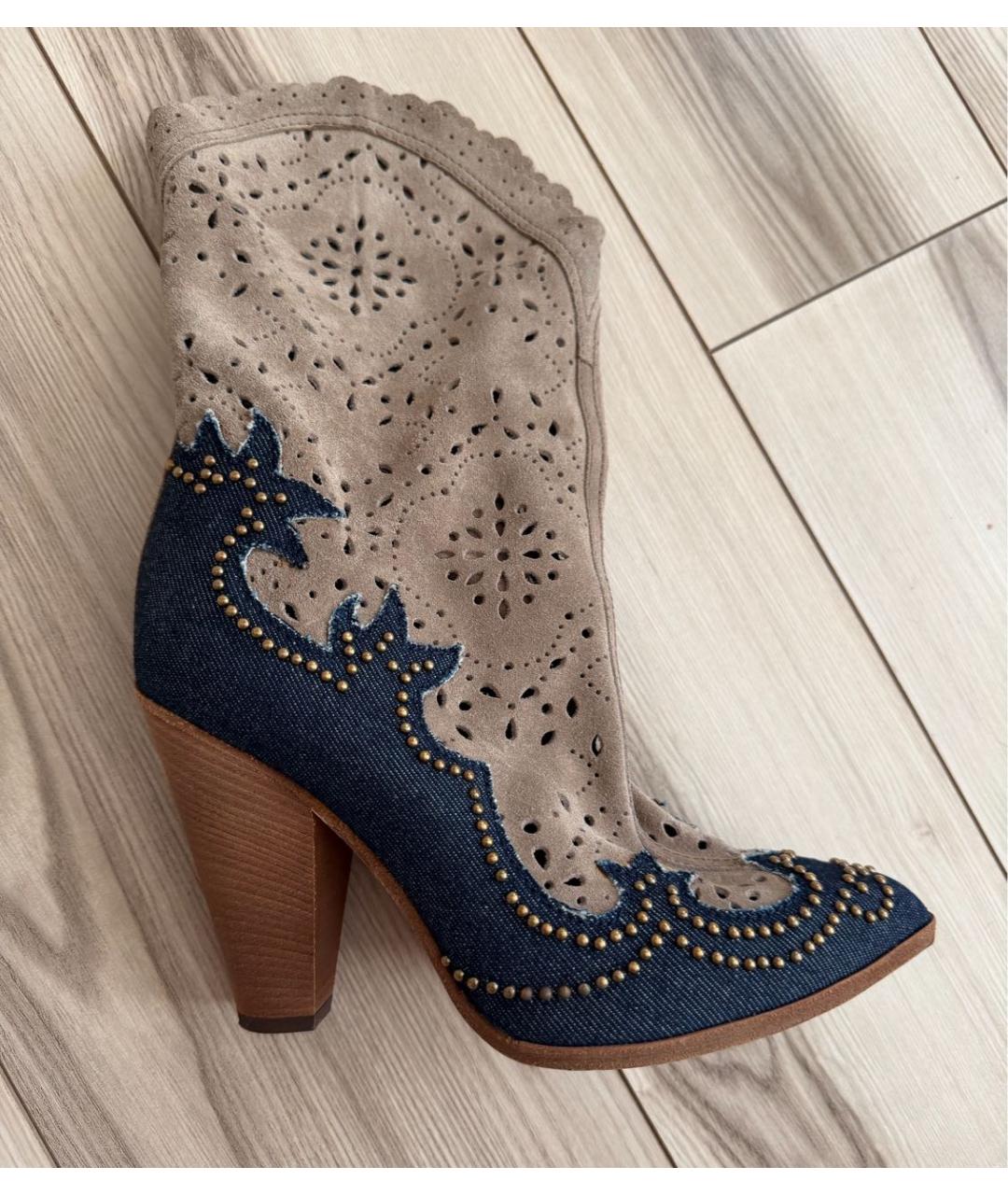 DOLCE&GABBANA Бежевые замшевые ботильоны, фото 9