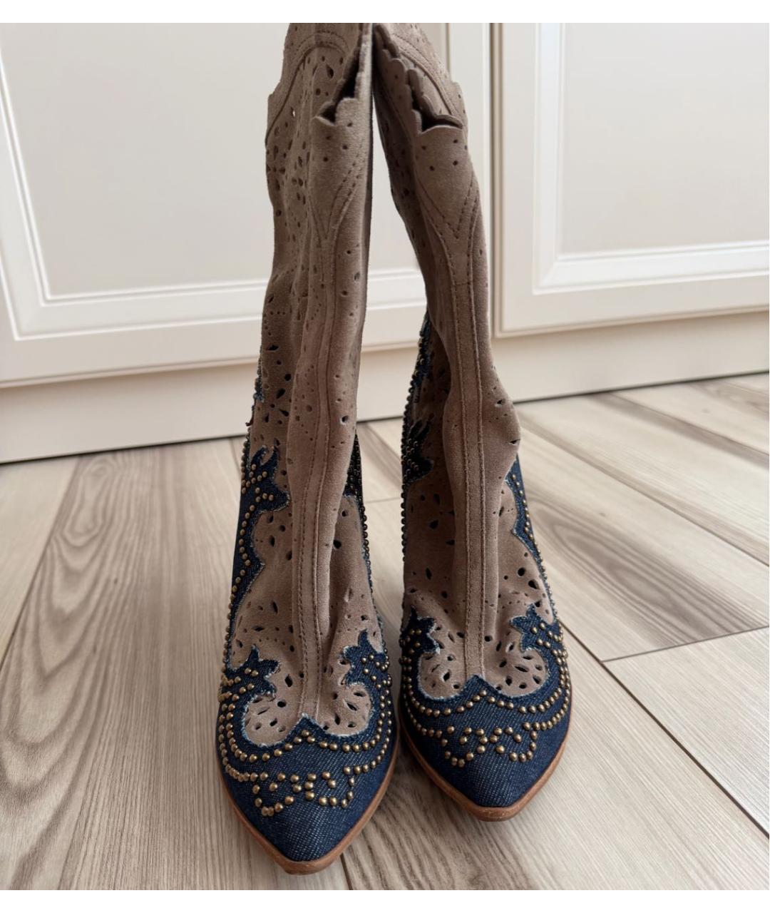 DOLCE&GABBANA Бежевые замшевые ботильоны, фото 2