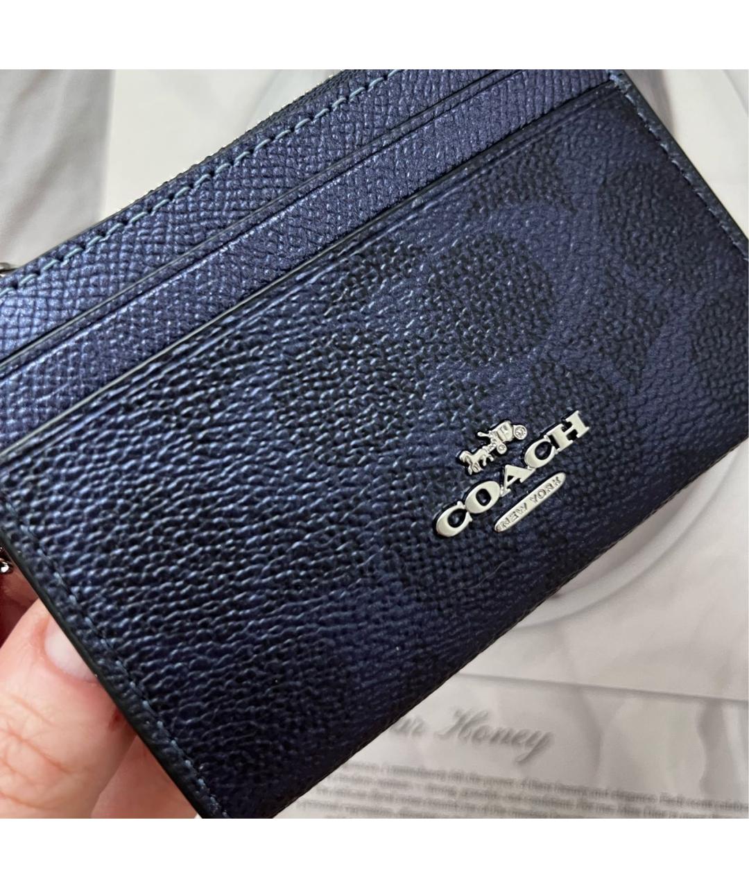 COACH Темно-синий кожаный кардхолдер, фото 6