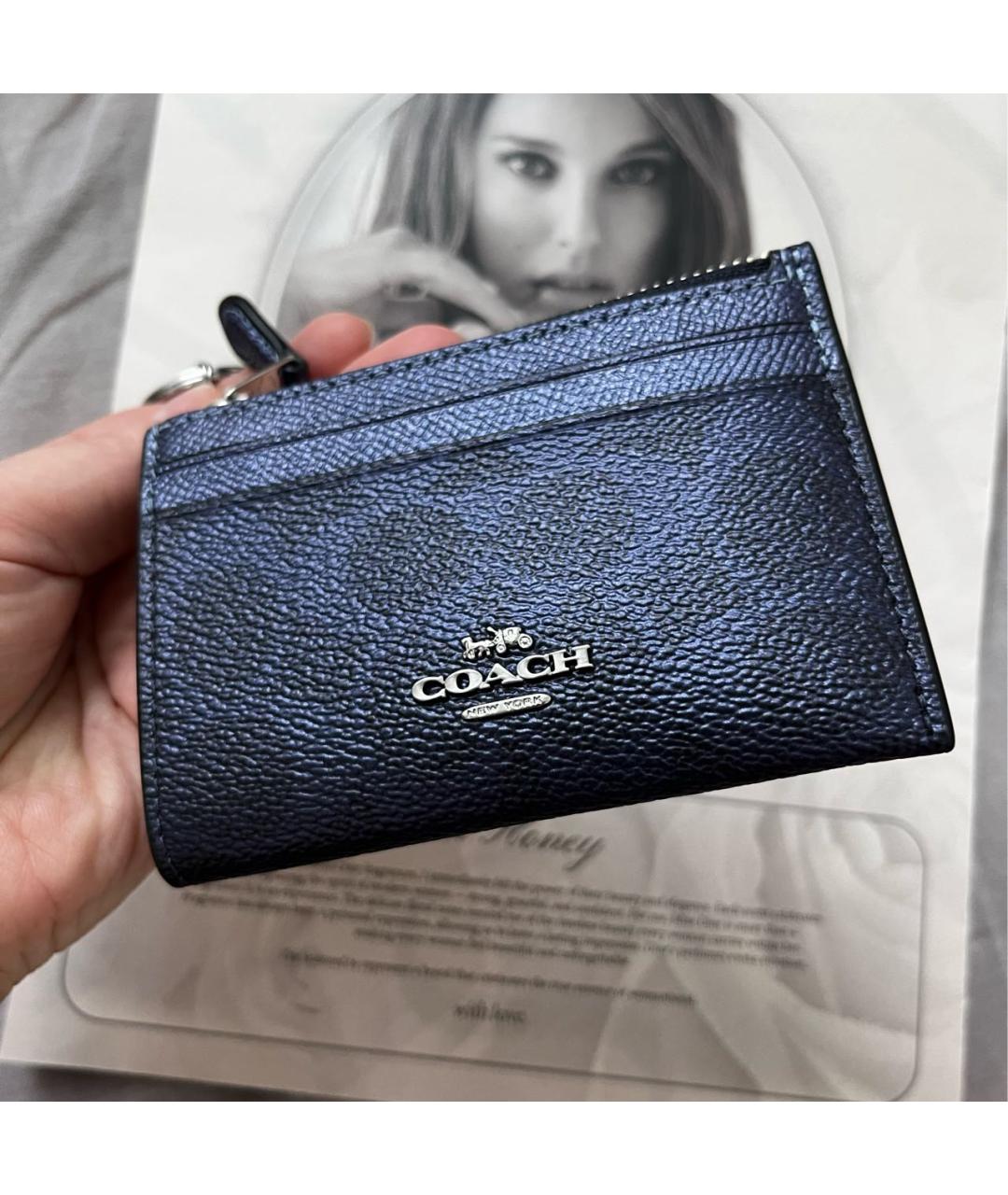 COACH Темно-синий кожаный кардхолдер, фото 3
