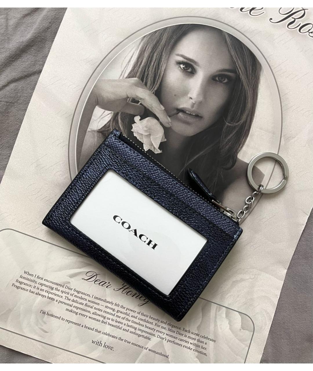 COACH Темно-синий кожаный кардхолдер, фото 2