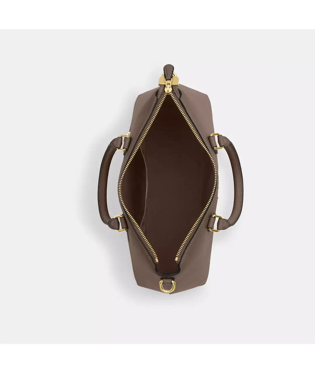 COACH Бежевая кожаная сумка с короткими ручками, фото 3