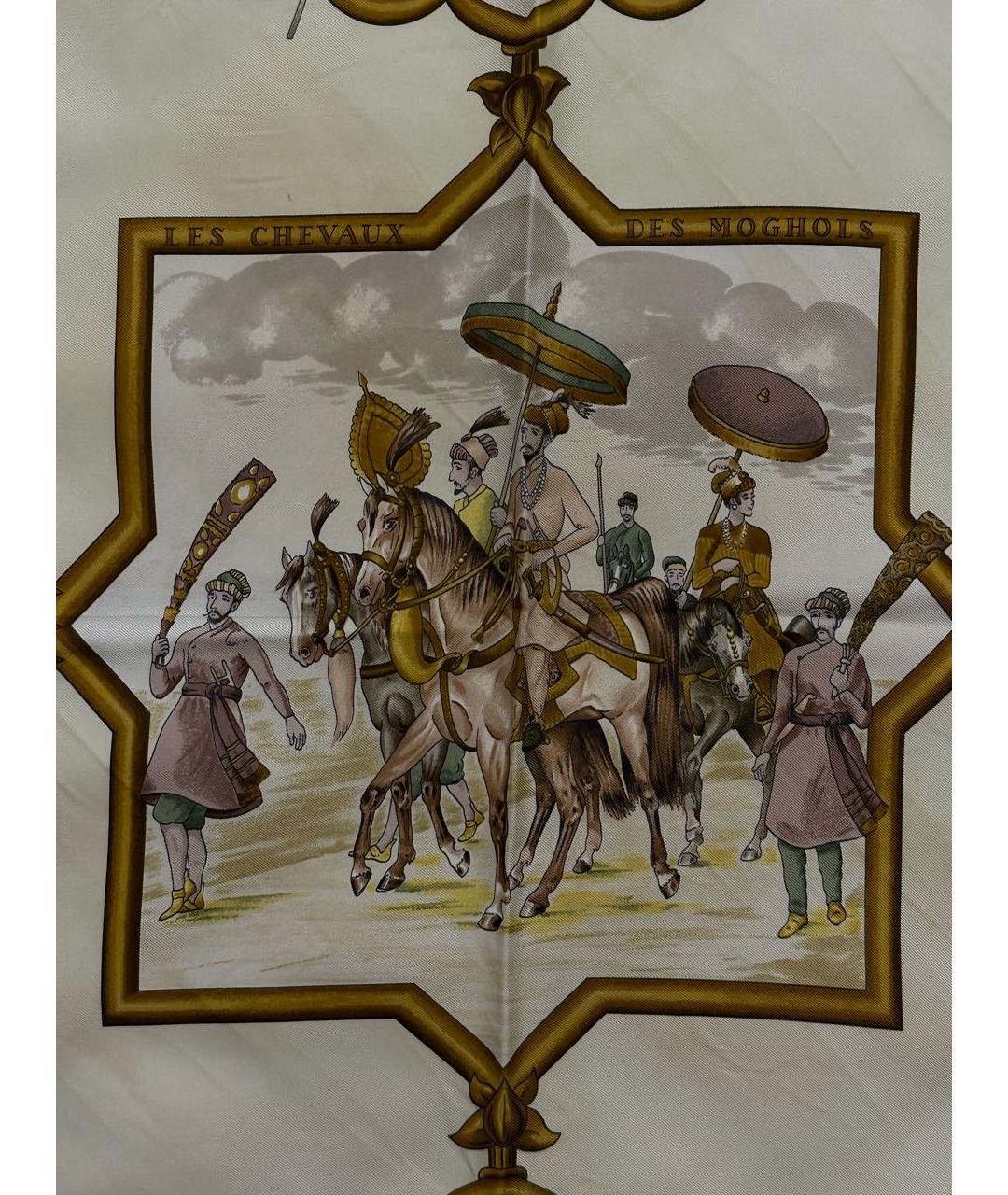 HERMES Коричневый шелковый платок, фото 4