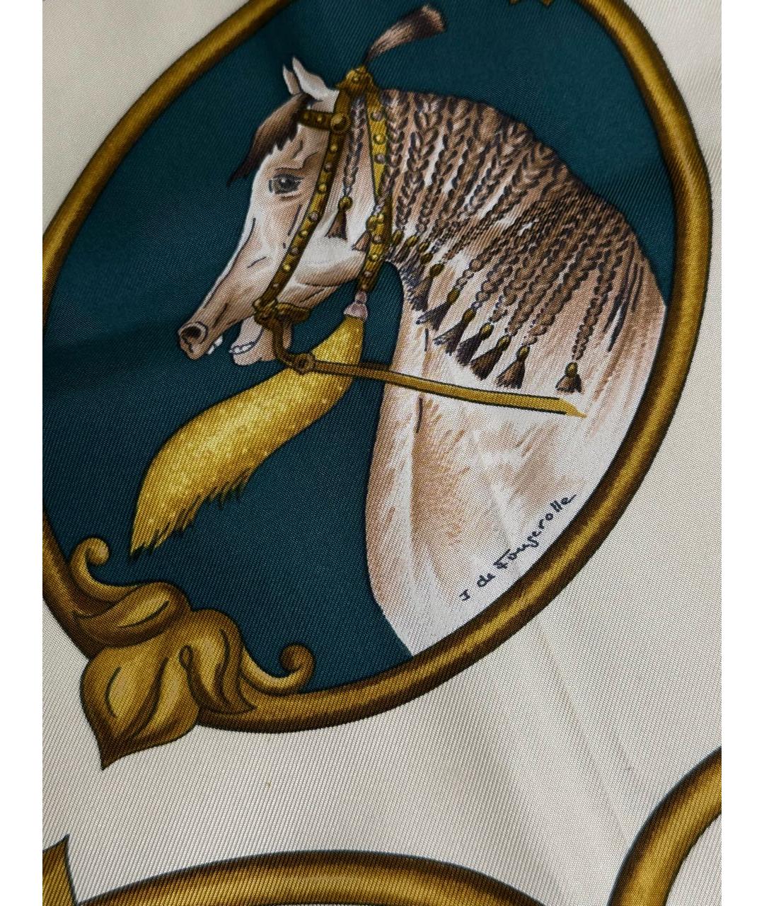 HERMES Коричневый шелковый платок, фото 3