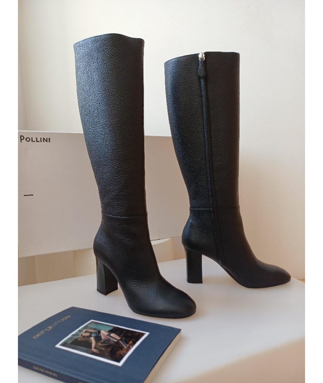 POLLINI Черные кожаные сапоги, фото 2