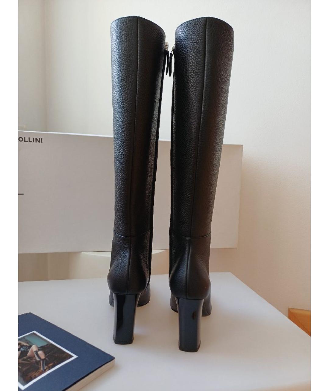 POLLINI Черные кожаные сапоги, фото 7