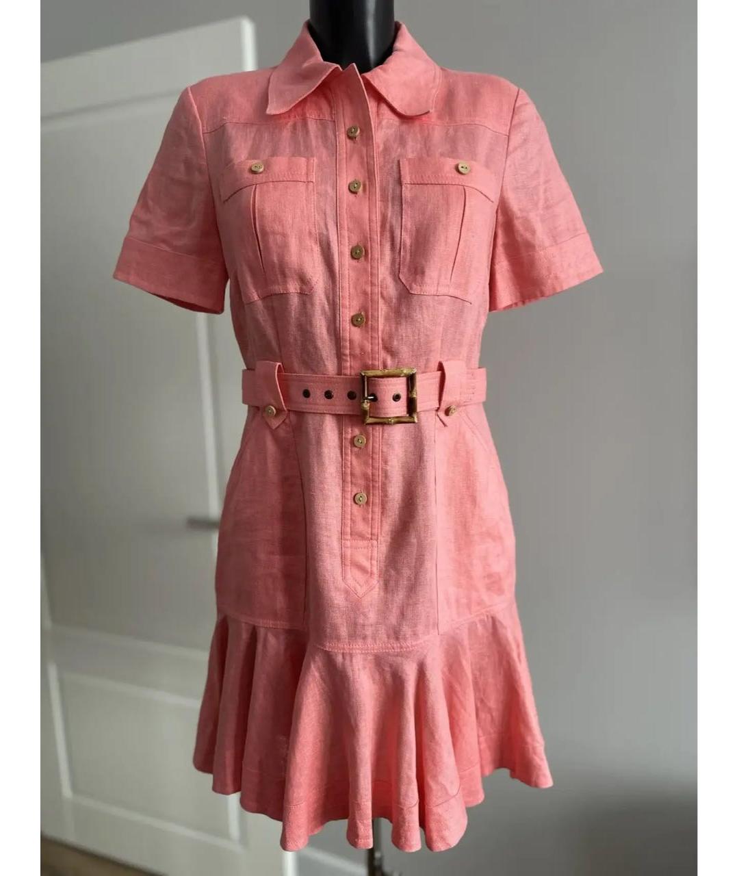 ZIMMERMANN Розовое льняное повседневное платье, фото 4