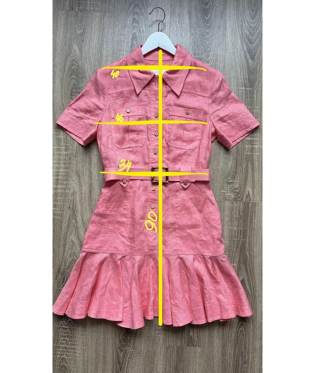 ZIMMERMANN Розовое льняное повседневное платье, фото 6