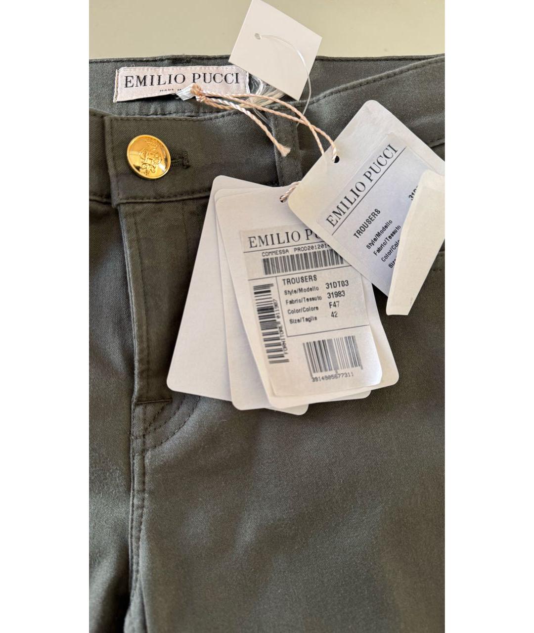 EMILIO PUCCI Хаки хлопко-эластановые джинсы слим, фото 6