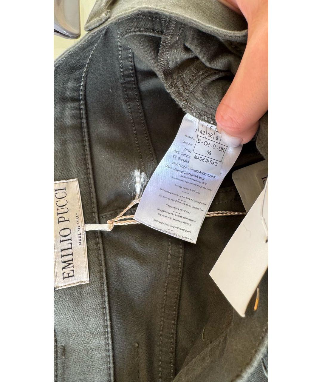 EMILIO PUCCI Хаки хлопко-эластановые джинсы слим, фото 5