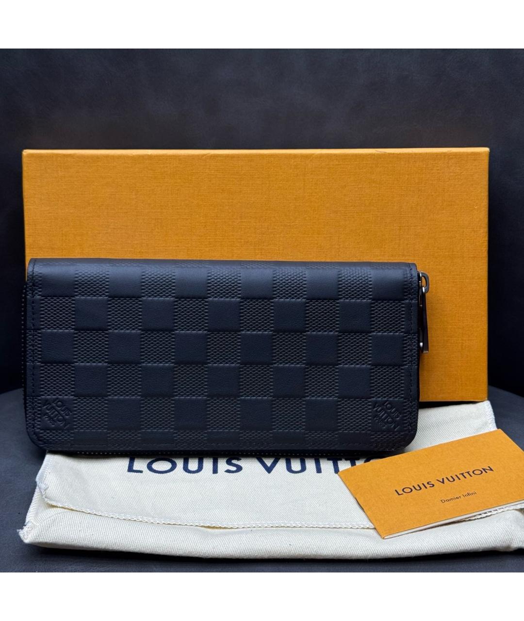 LOUIS VUITTON Черный кожаный кошелек, фото 2