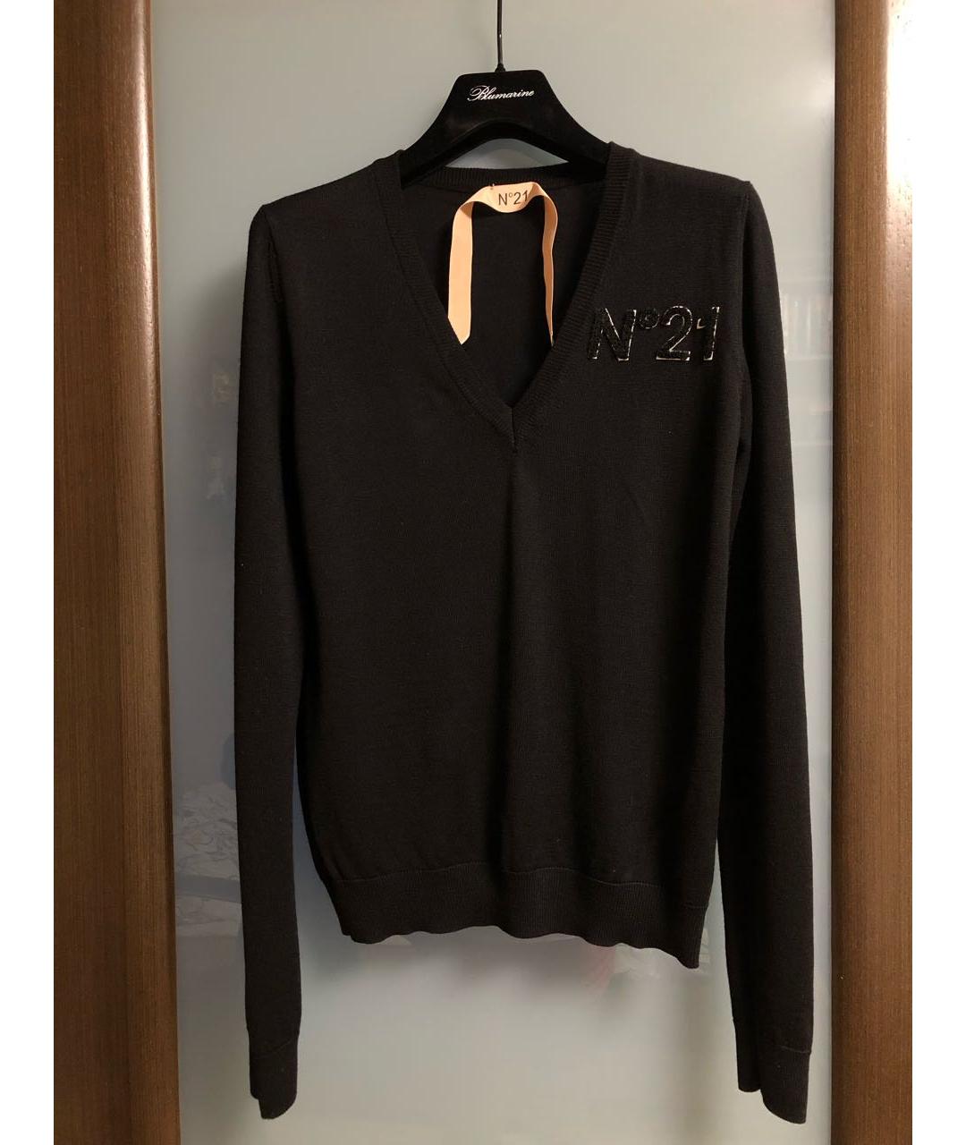 NO. 21 Черный шерстяной джемпер / свитер, фото 8