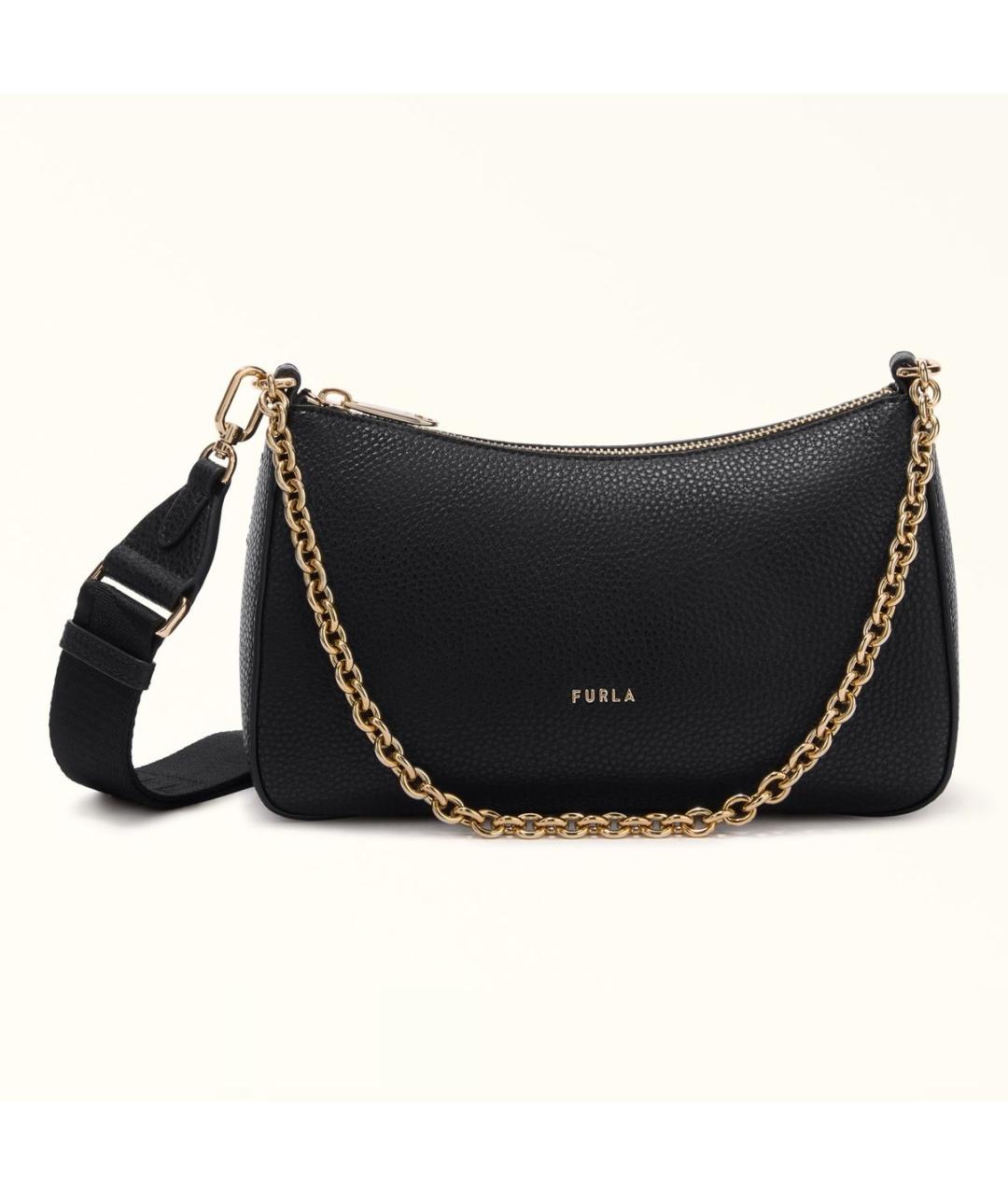 FURLA Черная кожаная сумка через плечо, фото 7