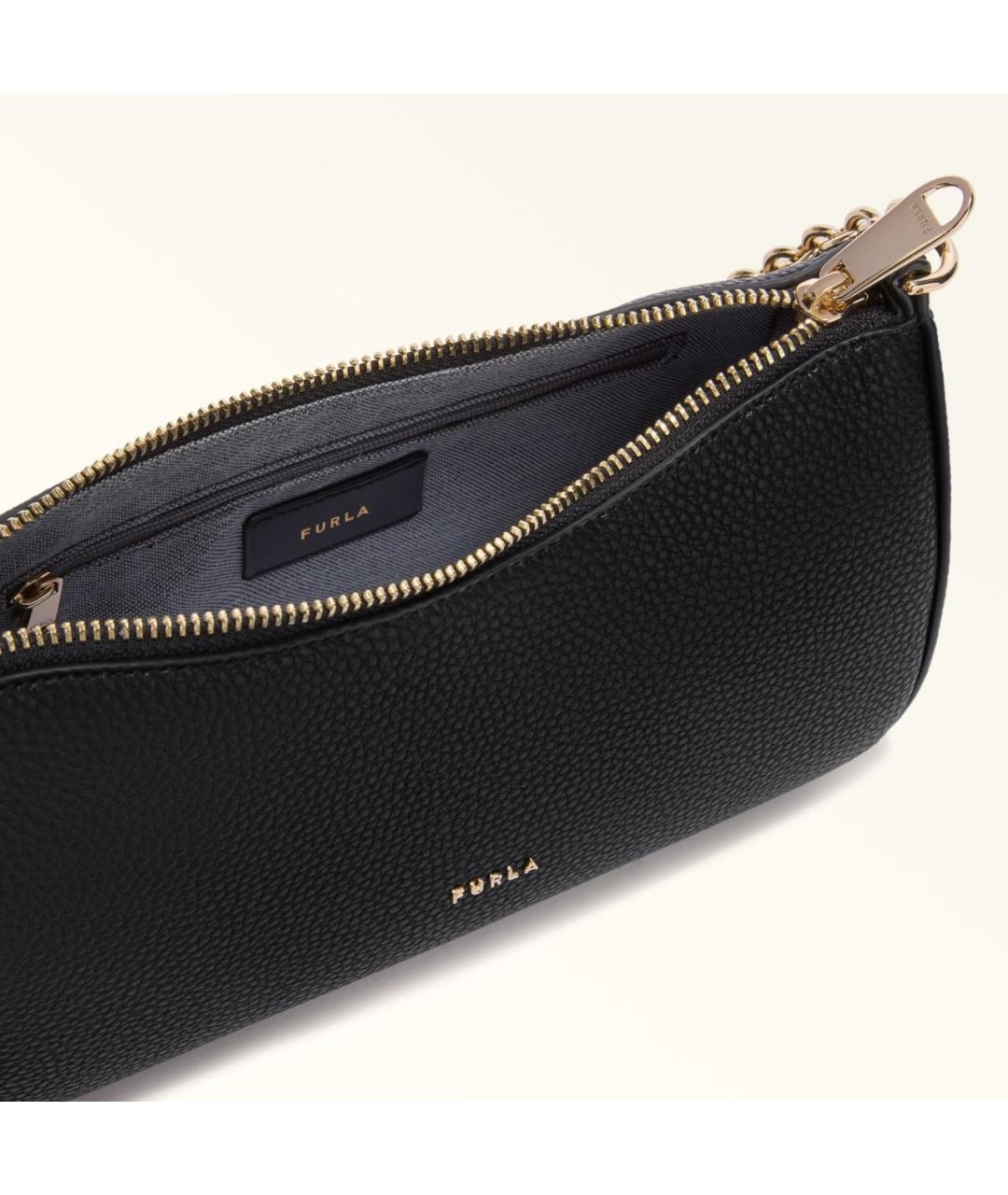 FURLA Черная кожаная сумка через плечо, фото 4