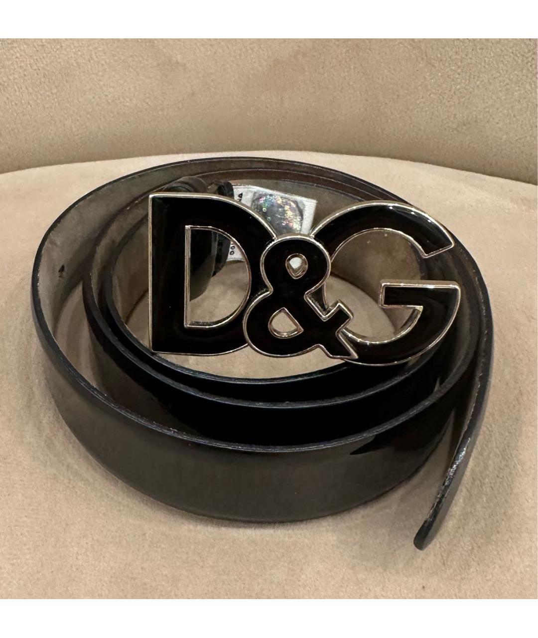 DOLCE&GABBANA Черный ремень из лакированной кожи, фото 5