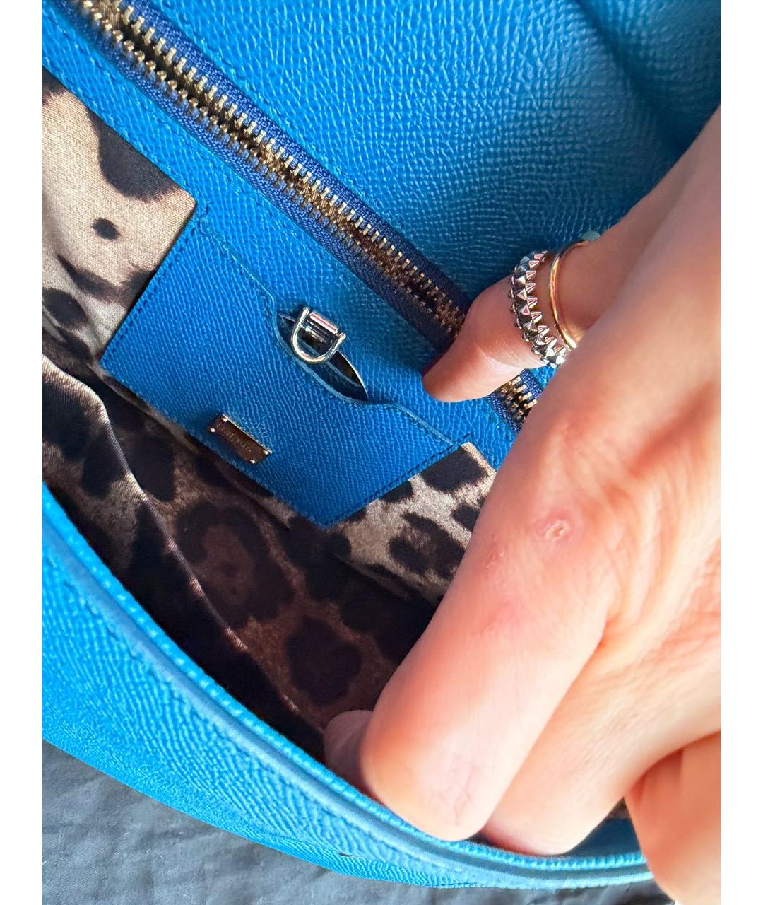 DOLCE&GABBANA Синяя кожаная сумка через плечо, фото 3