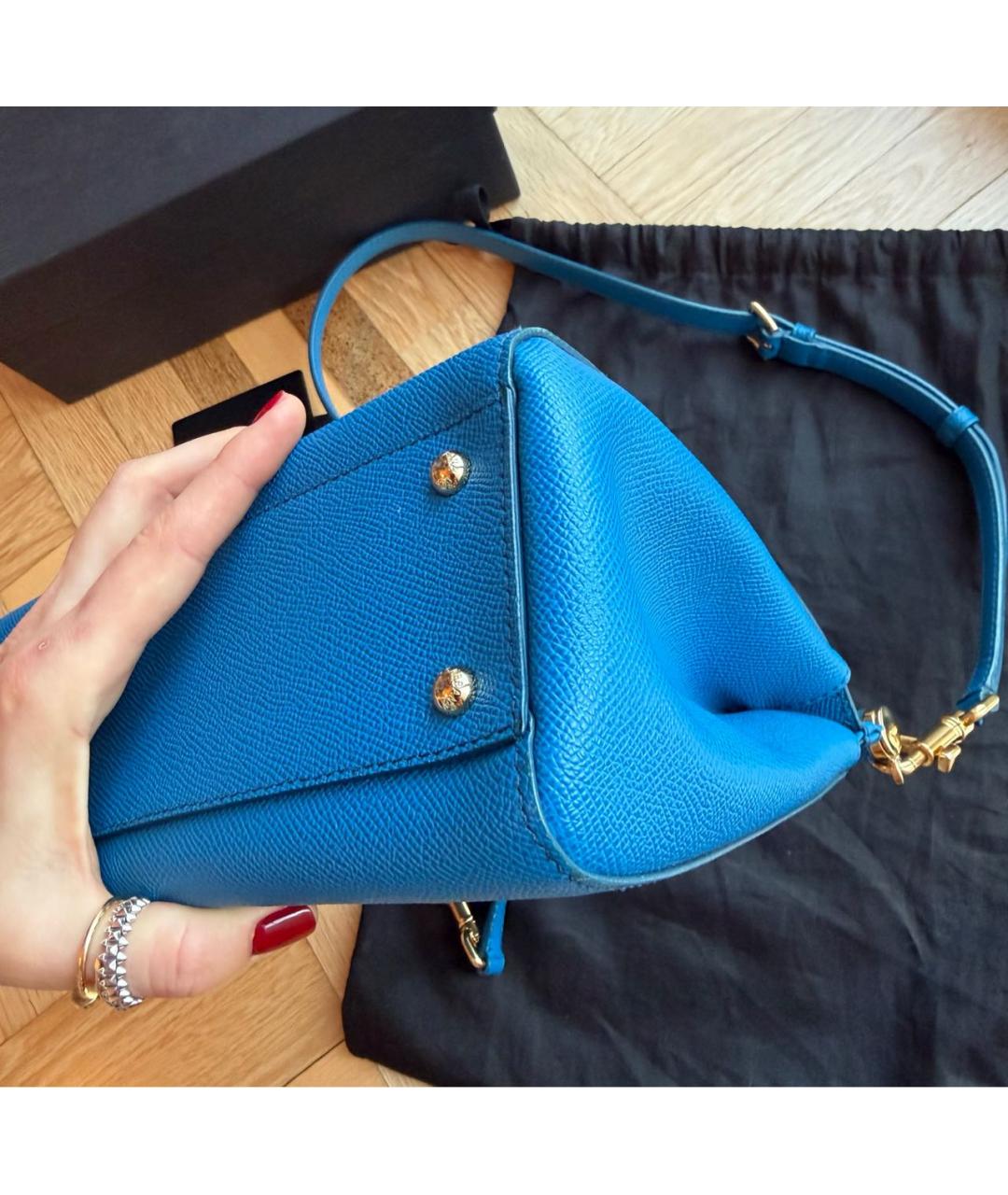 DOLCE&GABBANA Синяя кожаная сумка через плечо, фото 6